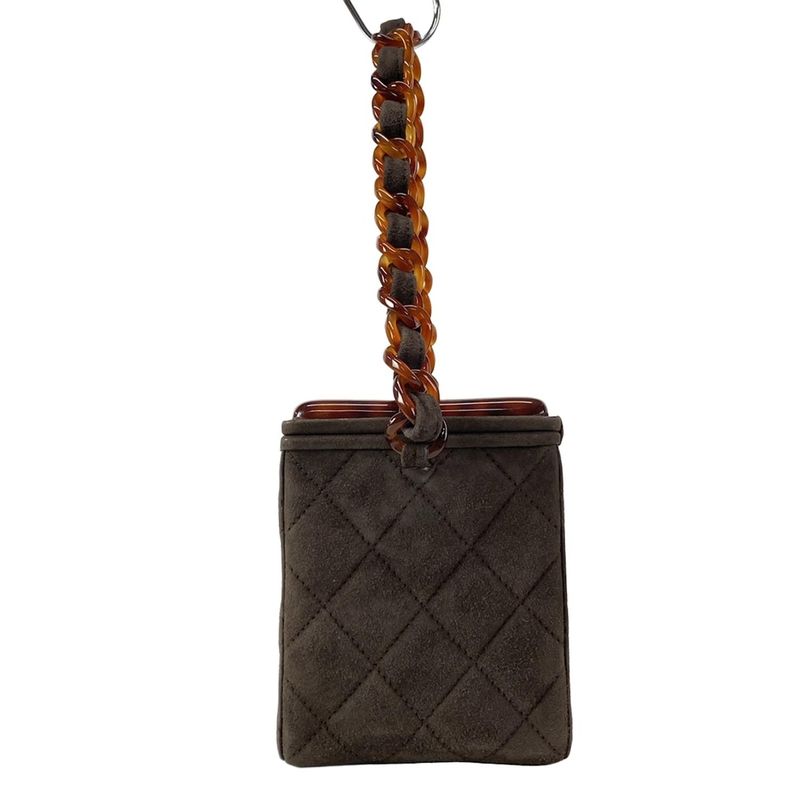 Chanel Vanity Bag Matelasse Dark Brown And Brown Plastic Chain