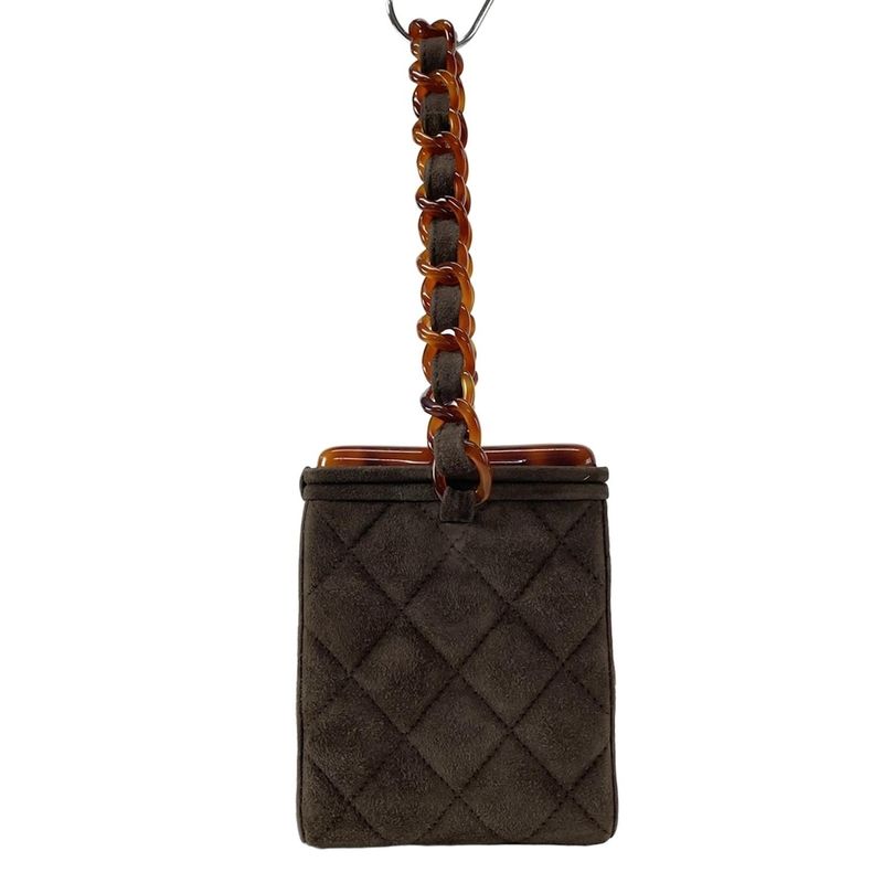 Chanel Vanity Bag Matelasse Dark Brown And Brown Plastic Chain