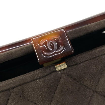 Chanel Vanity Bag Matelasse Dark Brown And Brown Plastic Chain