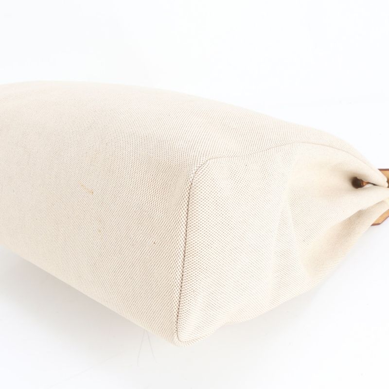 Hermes □G Mark Herbag  MM Toile Ash Leather 2WAY Shoulder Bag Tote A4 Men