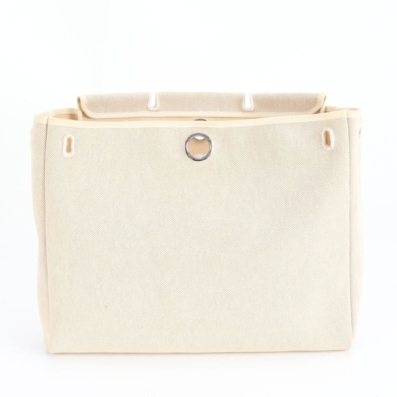 Hermes □G Mark Herbag  MM Toile Ash Leather 2WAY Shoulder Bag Tote A4 Men