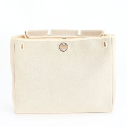 Hermes □G Mark Herbag  MM Toile Ash Leather 2WAY Shoulder Bag Tote A4 Men