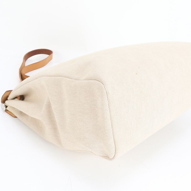 Hermes □G Mark Herbag  MM Toile Ash Leather 2WAY Shoulder Bag Tote A4 Men