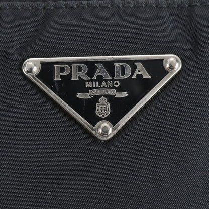 Prada Tessuto Nylon Triangle Logo Leather Shoulder Bag Shoulder Hand Black