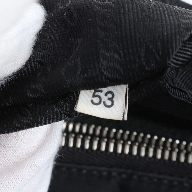 Prada Tessuto Nylon Triangle Logo Leather Shoulder Bag Shoulder Hand Black