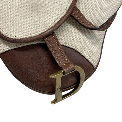 Dior/christian Dior Waist Pouch Saddle Bag Ivory X Dark Brown Leather