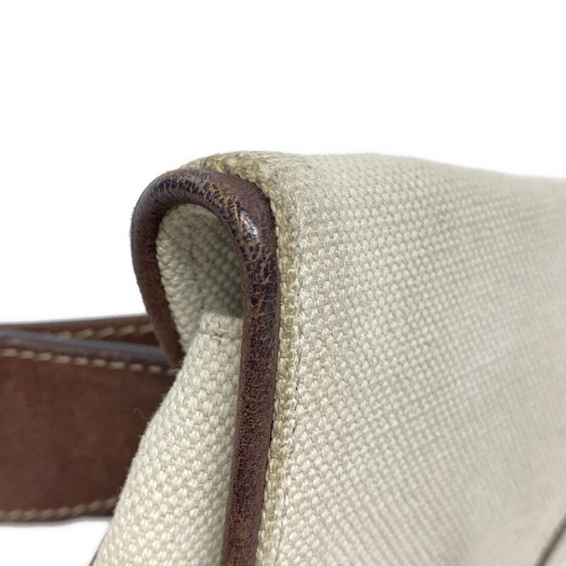 Dior/christian Dior Waist Pouch Saddle Bag Ivory X Dark Brown Leather