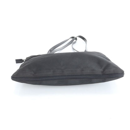 Prada Tessuto Nylon Triangle Logo Leather Tote Bag Shoulder Hand Black Women