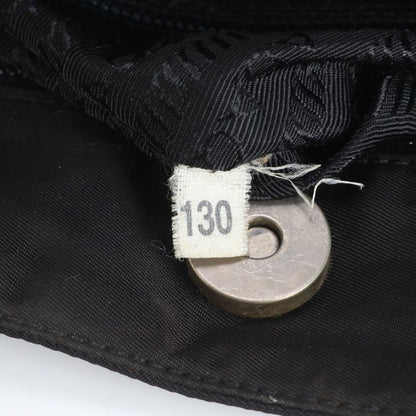 Prada Tessuto Nylon Triangle Logo Leather Tote Bag Shoulder Hand Black Women