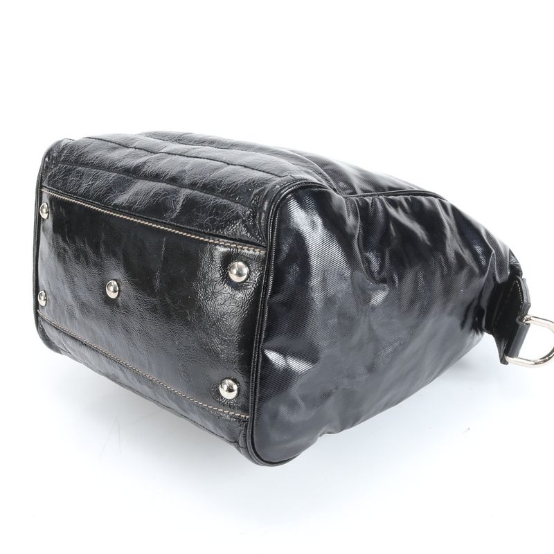 Gucci Interlocking G 181527 Leather Handbag Tote Black Women's RRM Da6-4