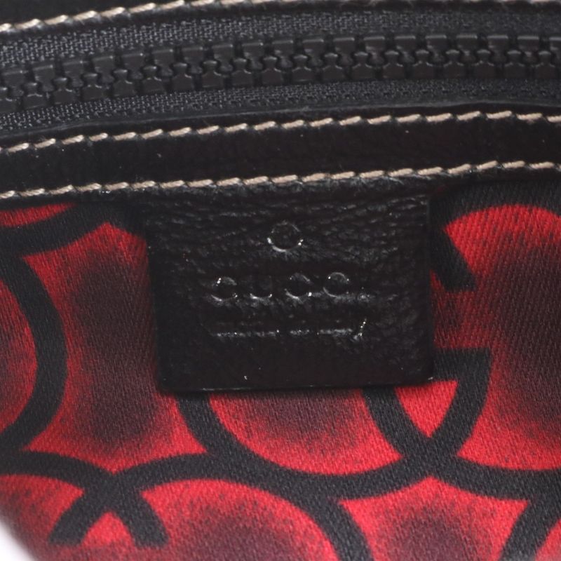 Gucci Interlocking G 181527 Leather Handbag Tote Black Women's RRM Da6-4