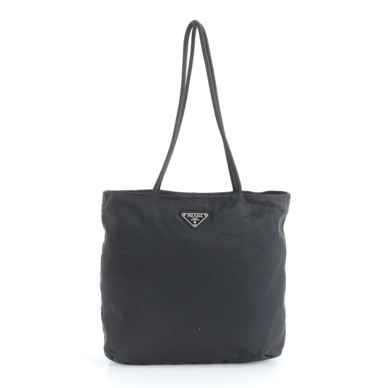 Prada Tessuto Nylon Triangle Logo Tote Bag Shoulder Black Women's RRM Da5-8
