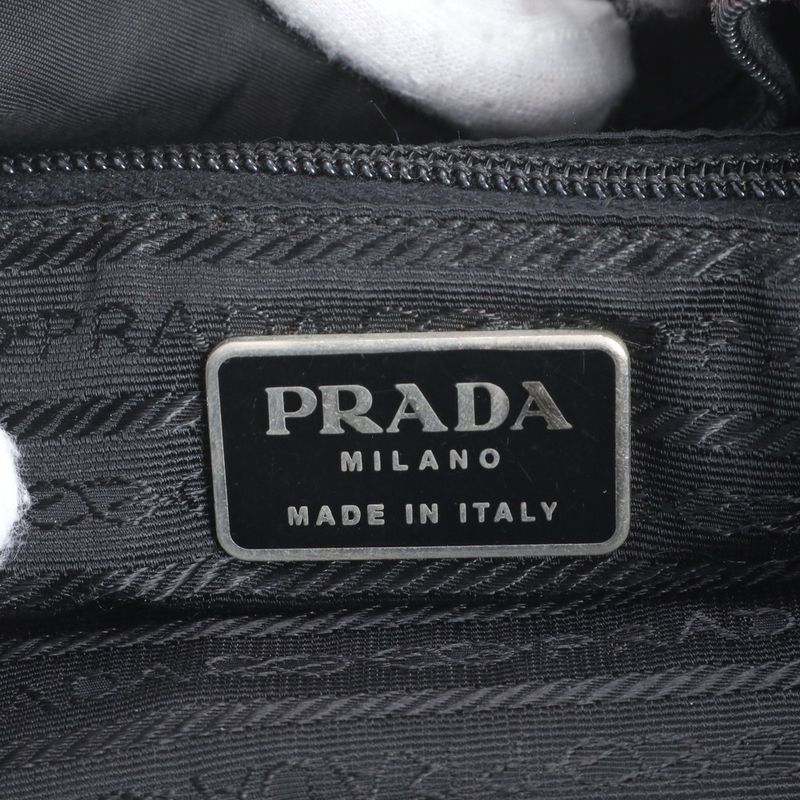 Prada Tessuto Nylon Triangle Logo Tote Bag Shoulder Black Women's RRM Da5-8