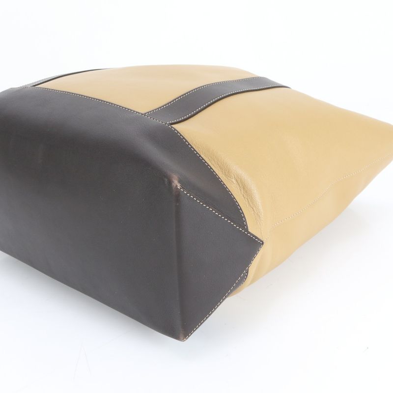 Loewe Anagram Beige Leather Tote Bag Shoulder Business Commuter Genuine Leather