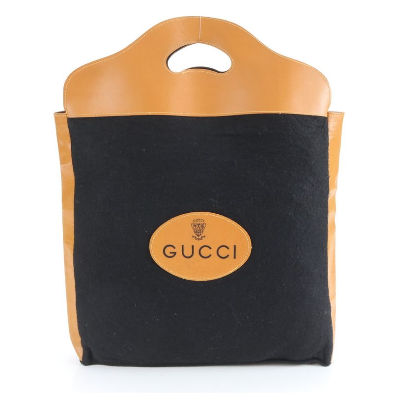 Gucci Wool Leather Tote Bag Shoulder Business Commute Hand A4 Men Women's RRM