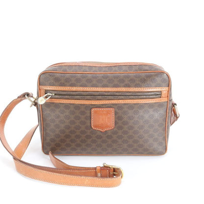 Celine Macadam Leather Shoulder Bag Crossbody Hand Brown Women's RRM Da6-5