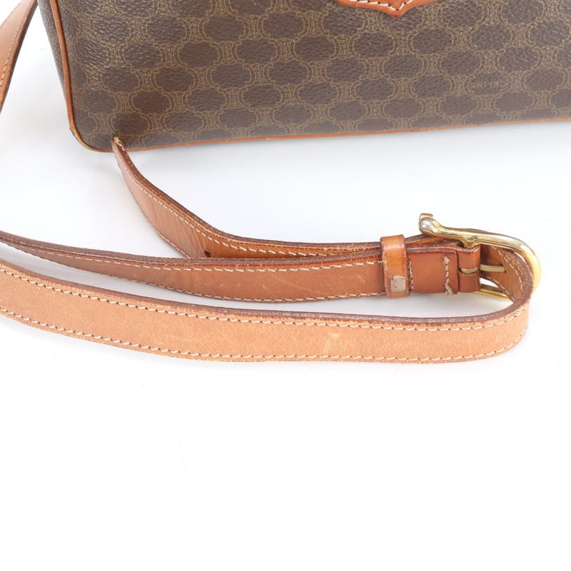 Celine Macadam Leather Shoulder Bag Crossbody Hand Brown Women's RRM Da6-5