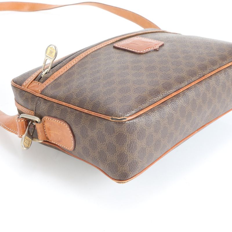 Celine Macadam Leather Shoulder Bag Crossbody Hand Brown Women's RRM Da6-5