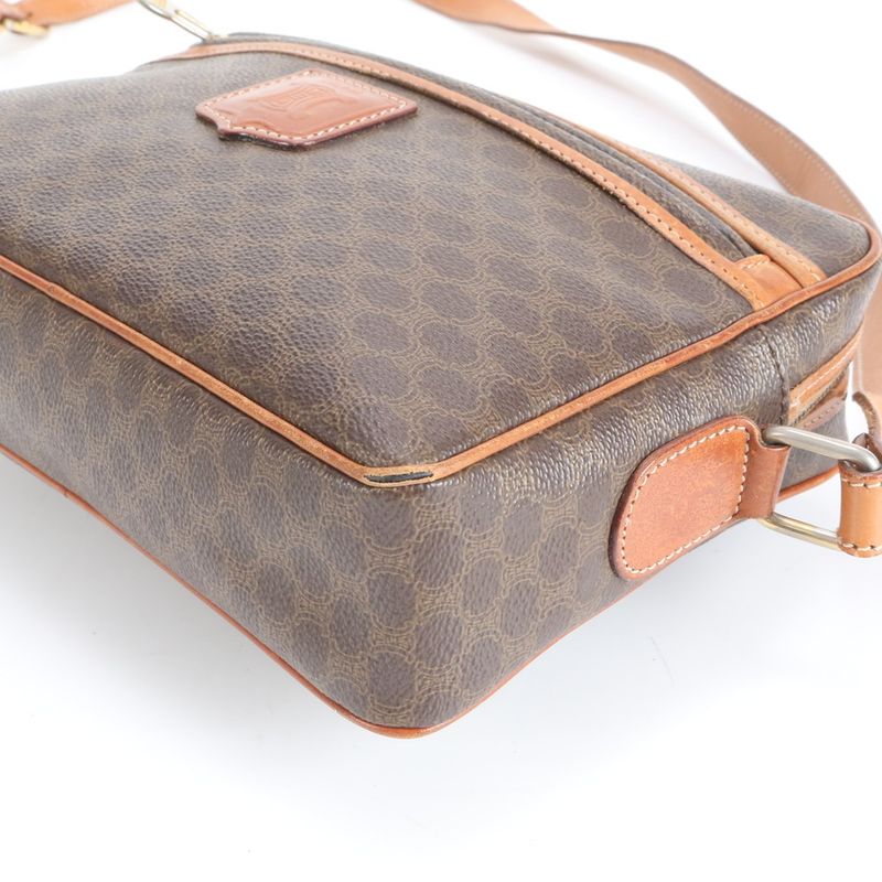 Celine Macadam Leather Shoulder Bag Crossbody Hand Brown Women's RRM Da6-5
