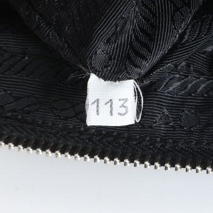 Prada Tessuto Nylon Triangle Logo Leather Handbag Tote Genuine Leather Navy