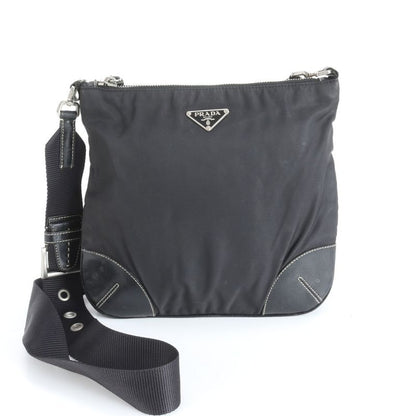Prada Tessuto Nylon Triangle Logo Leather Shoulder Bag Crossbody Messenger