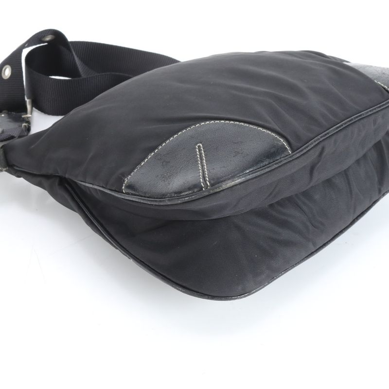 Prada Tessuto Nylon Triangle Logo Leather Shoulder Bag Crossbody Messenger