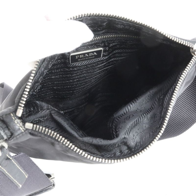 Prada Tessuto Nylon Triangle Logo Leather Shoulder Bag Crossbody Messenger