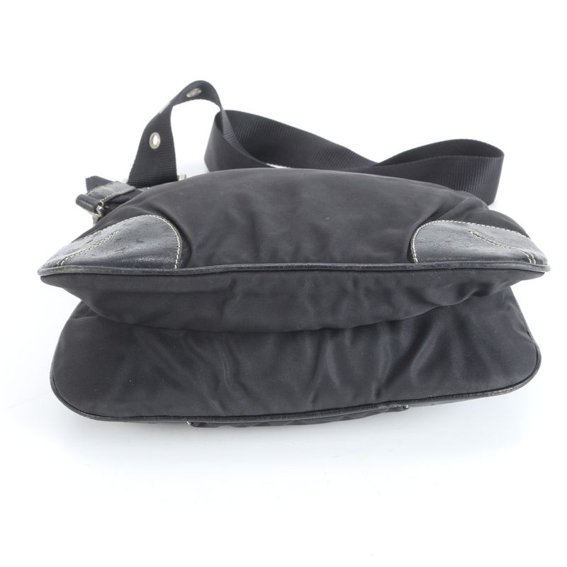 Prada Tessuto Nylon Triangle Logo Leather Shoulder Bag Crossbody Messenger