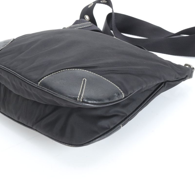 Prada Tessuto Nylon Triangle Logo Leather Shoulder Bag Crossbody Messenger