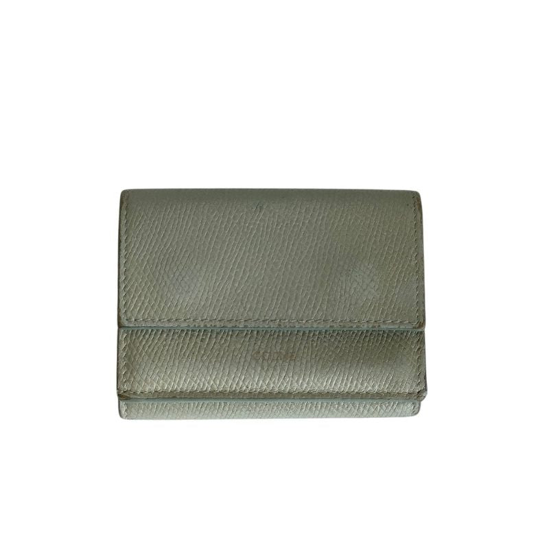 Celine Folded Compact Wallet Leather Trifold Wallet Gray Women's Used