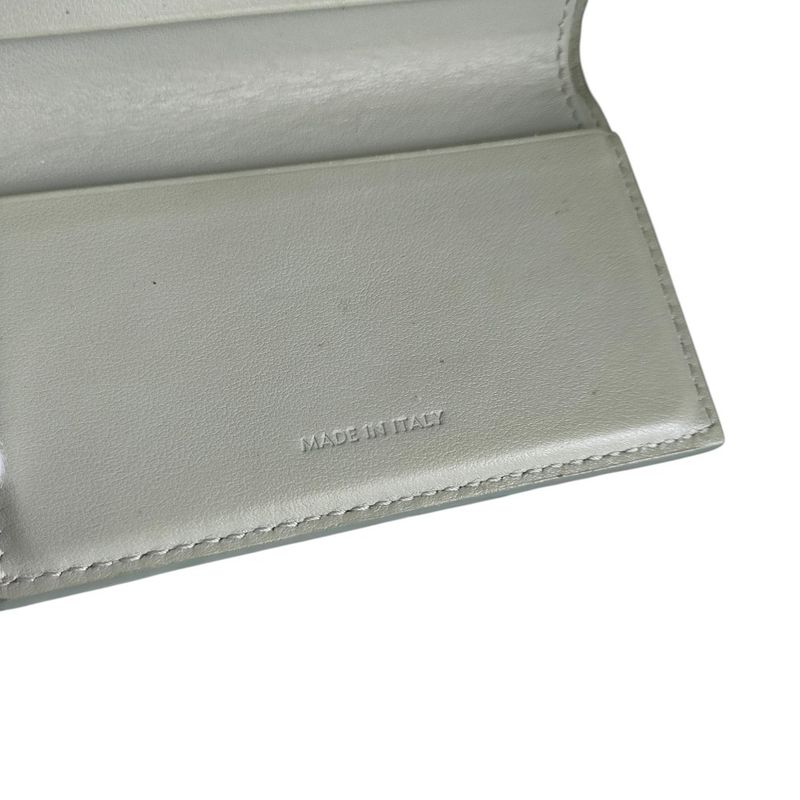 Celine Folded Compact Wallet Leather Trifold Wallet Gray Women's Used