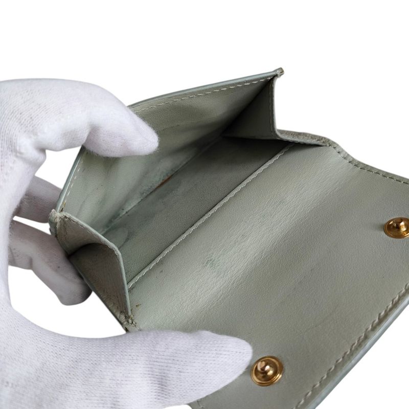 Celine Folded Compact Wallet Leather Trifold Wallet Gray Women's Used