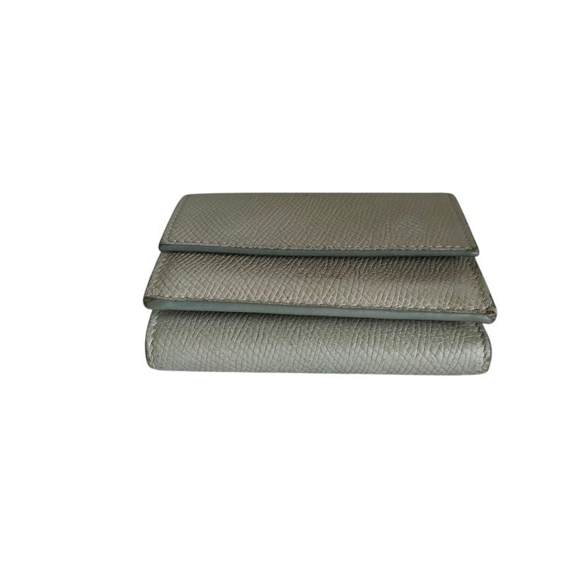 Celine Folded Compact Wallet Leather Trifold Wallet Gray Women's Used