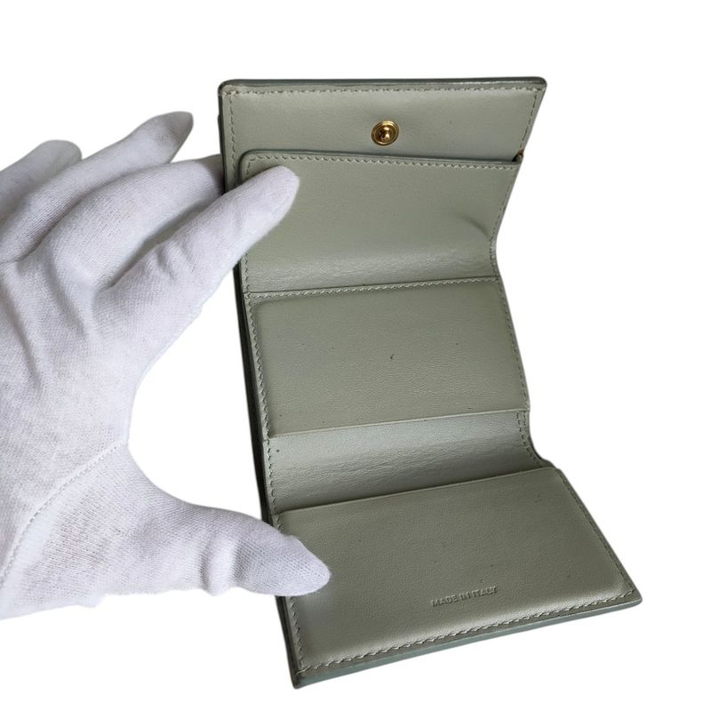 Celine Folded Compact Wallet Leather Trifold Wallet Gray Women's Used