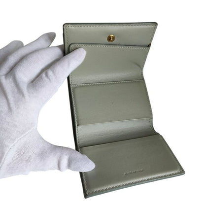 Celine Folded Compact Wallet Leather Trifold Wallet Gray Women's Used