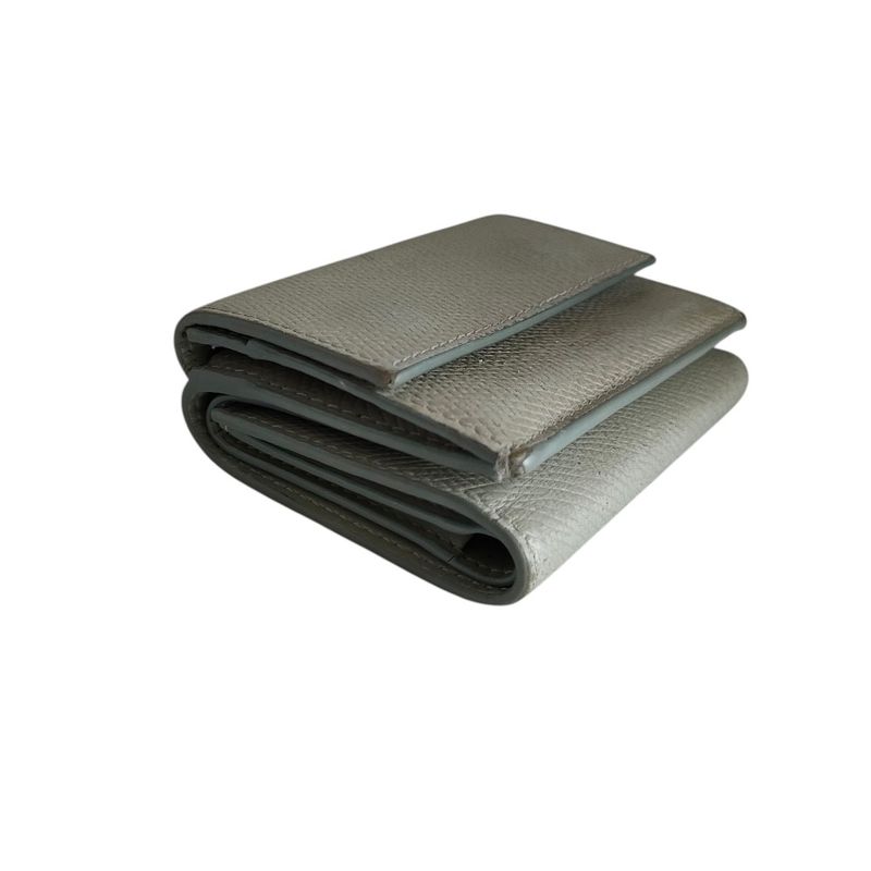 Celine Folded Compact Wallet Leather Trifold Wallet Gray Women's Used