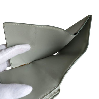 Celine Folded Compact Wallet Leather Trifold Wallet Gray Women's Used