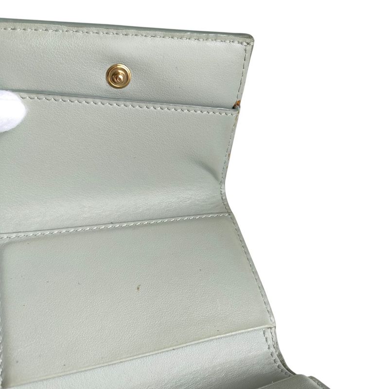 Celine Folded Compact Wallet Leather Trifold Wallet Gray Women's Used