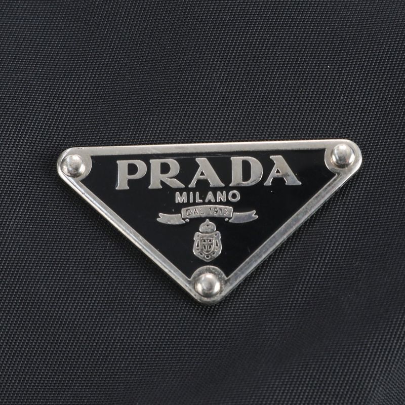 Prada Tessuto Nylon Triangle Logo Leather Shoulder Bag Messenger Black Men