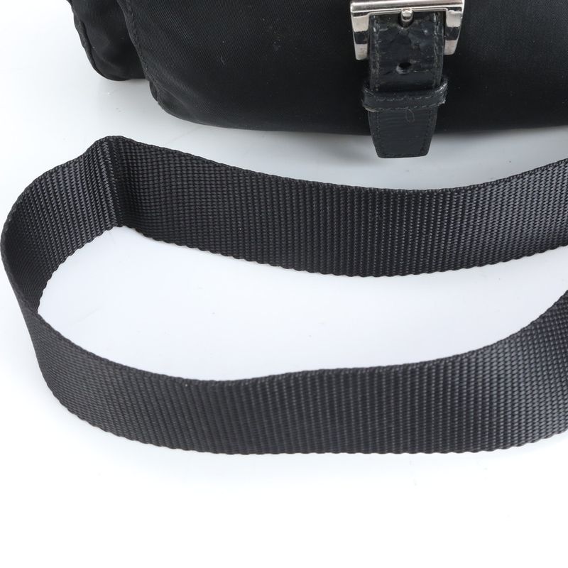 Prada Tessuto Nylon Triangle Logo Leather Shoulder Bag Messenger Black Men