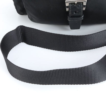 Prada Tessuto Nylon Triangle Logo Leather Shoulder Bag Messenger Black Men