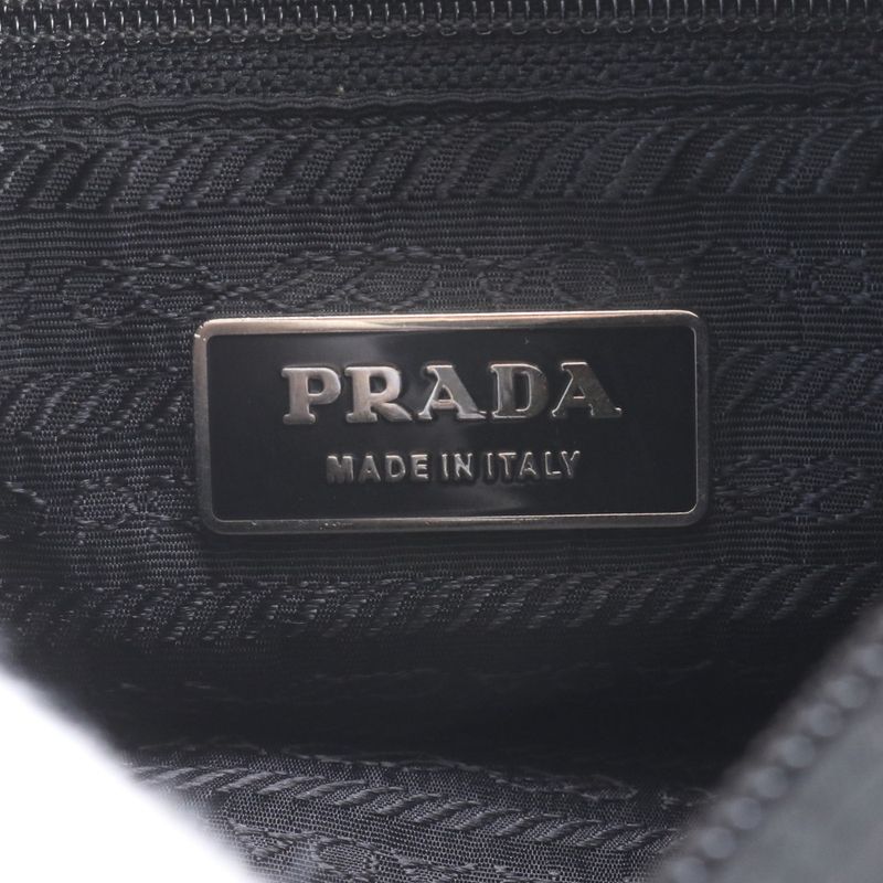 Prada Tessuto Nylon Triangle Logo Leather Shoulder Bag Messenger Black Men