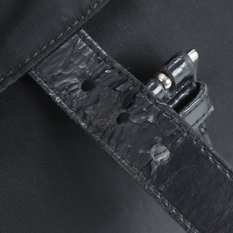 Prada Tessuto Nylon Triangle Logo Leather Shoulder Bag Messenger Black Men