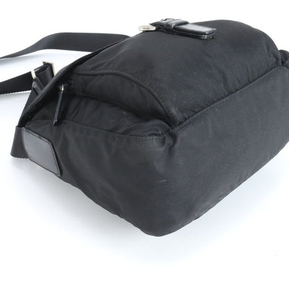 Prada Tessuto Nylon Triangle Logo Leather Shoulder Bag Messenger Black Men