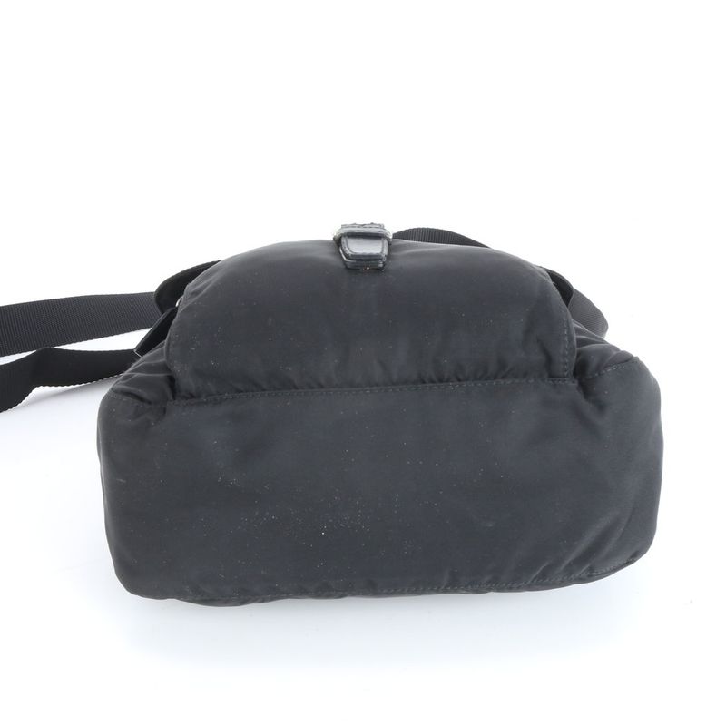 Prada Tessuto Nylon Triangle Logo Leather Shoulder Bag Messenger Black Men