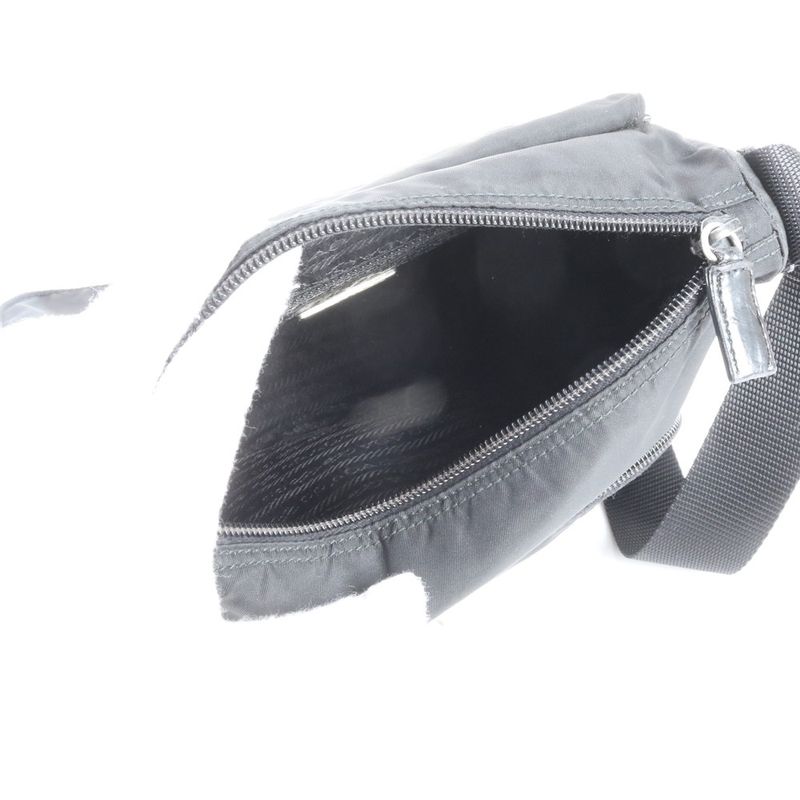Prada Tessuto Nylon Triangle Logo Leather Shoulder Bag Messenger Black Men