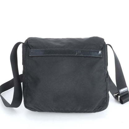 Prada Tessuto Nylon Triangle Logo Leather Shoulder Bag Messenger Black Men