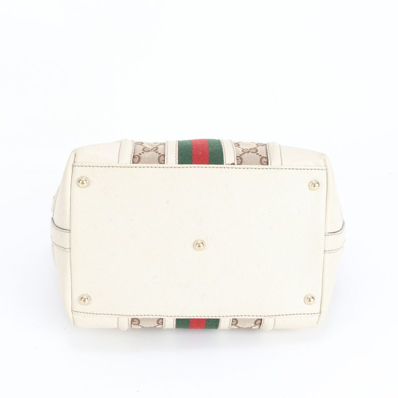 Gucci GG Canvas Sherry Line 146002 Leather Tote Bag Shoulder Hand Women's RRM