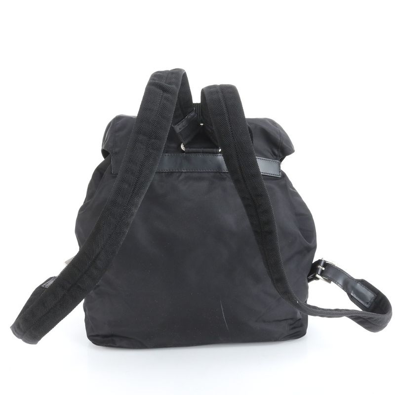 Prada Tessuto Nylon Triangle Logo Backpack Sac Shoulder Bag Black Women RRM
