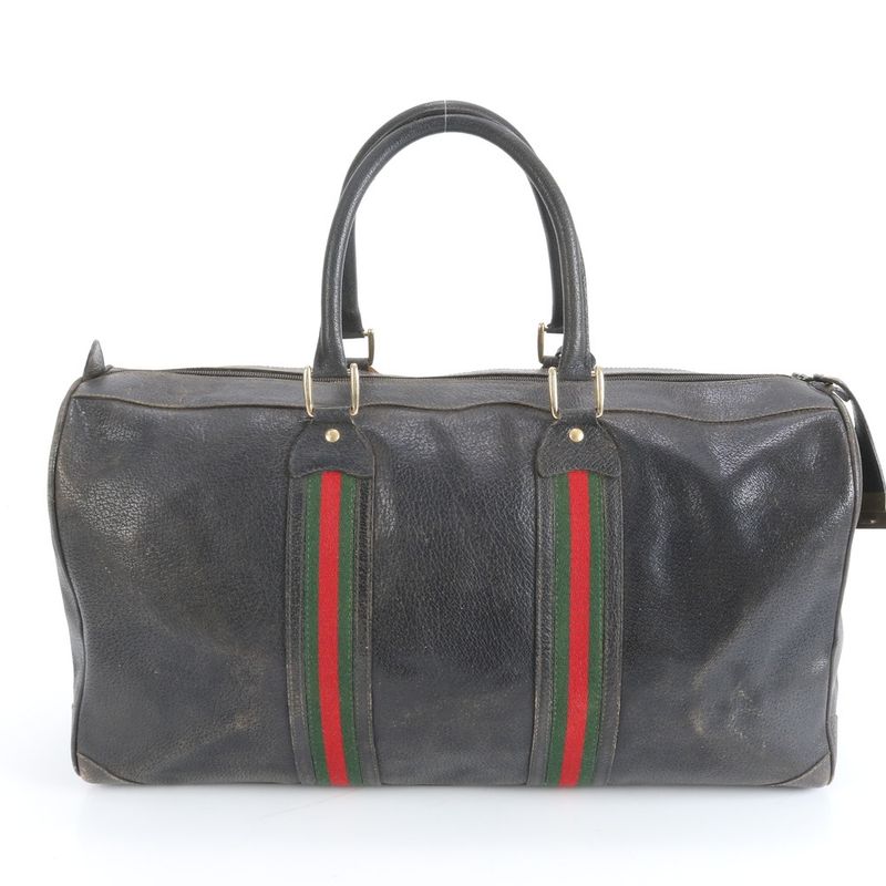 Old Gucci Sherry Line Leather Boston Bag Business Travel Tote Genuine Leather